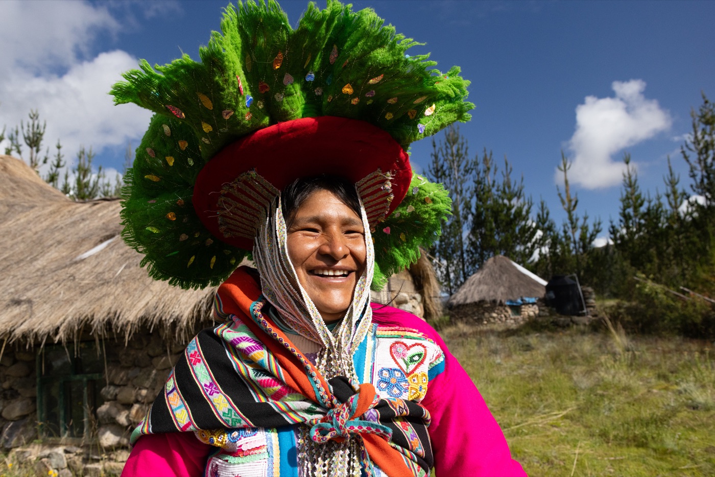 Q'ero woman in traditional festive dress, Peruvian Andes